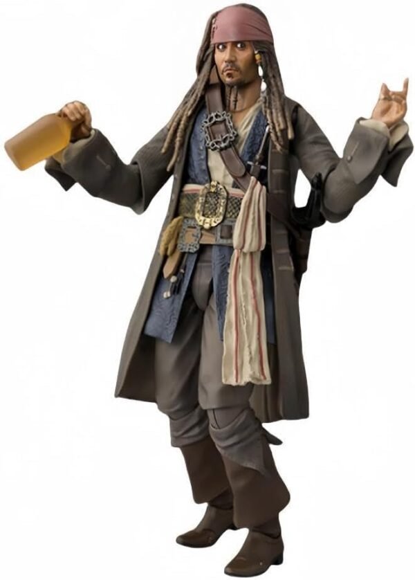 Immerse yourself in the swashbuckling world of Pirates of the Caribbean with this highly detailed and realistic figure of the legendary Captain Jack Sparrow.