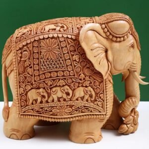 Decorative Wooden Beautiful Carved Elephant, 25.5 x 18 x 29 cm, Weight: 4 kg